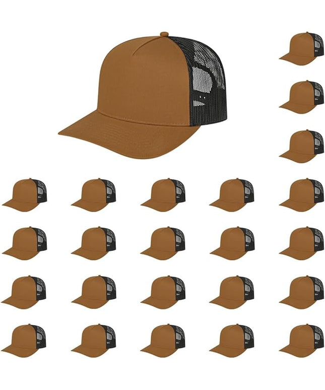 Cap America i3039 Classic 5 Panel Mid Profile Structured Trucker Mesh Back Cap w/ & Adjustable Snapback