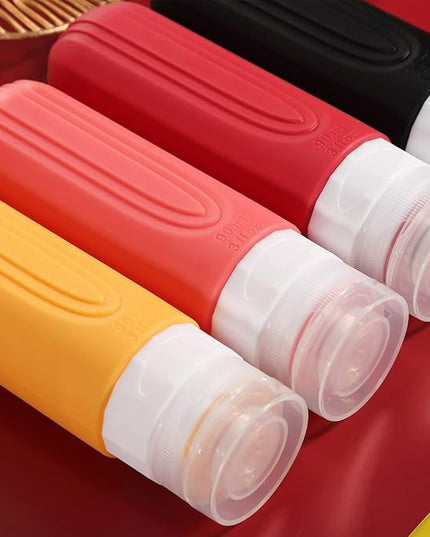 Travel Bottles for Toiletries, Tsa Approved 3oz Travel Size Containers BPA Free Leak Proof Refillable Liquid Silicone Squeezable Travel Accessories for Shampoo Conditioner Lotion (4 Pack)