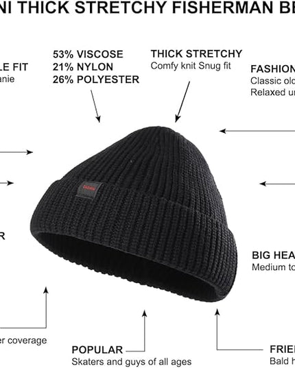 2 Pack Fisherman Beanie Hats for Men Women,Knit Trawler Skull Cap,Watch Cap,Spring Fall Winter Warm Short Hats