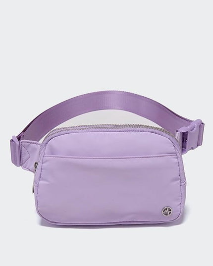 Pander Everywhere Belt Bag for Women, 5 Zipper Pockets Nylon Crossbody Fanny Pack Purse (Lilac Purple).