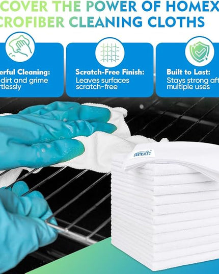 HOMEXCEL White Microfiber Cleaning Cloth 20 Pack 11.5 x 11.5 inch Microfiber Towels for Cars Ultra Absorbent Car Washing Cloth Lint Free Streak Free Cleaning Rags for Car, Kitchen Window