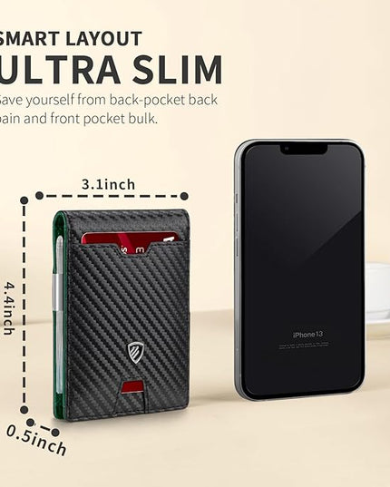 RUNBOX Mens Slim Wallet with Money Clip RFID Blocking Bifold Credit Card Holder for Men with Gift Box