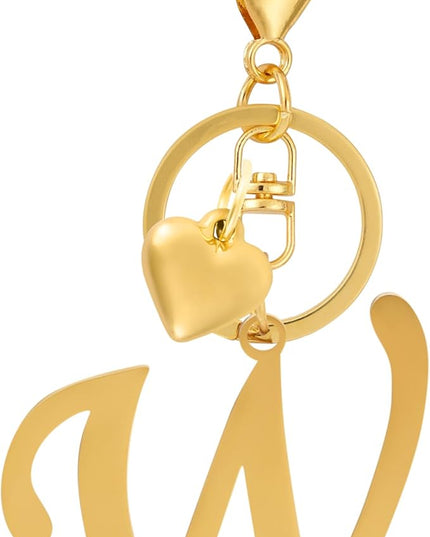 A-Z Heart Initial Letter Keychain, Stainless Steel Alphabet Charm for Handbags, Gift for Women and Girls