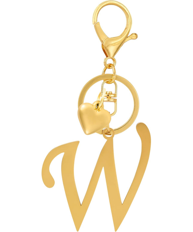 A-Z Heart Initial Letter Keychain, Stainless Steel Alphabet Charm for Handbags, Gift for Women and Girls