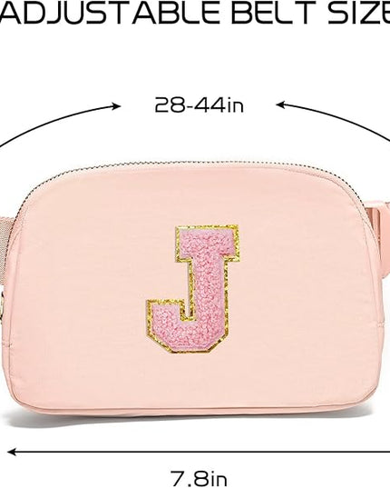 Gitus 6 7 8 9 10 Year Old Girl Gifts Belt Bag Fanny Pack Crossbody Bags with Initial Letter Patch Things for Teen Girls Easter Gifts for Girls Travel Essentials（Coral Pink-J）