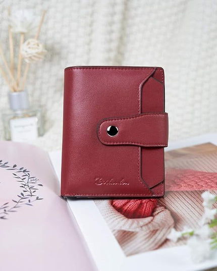 BOSTANTEN Women Leather Wallet RFID Blocking Small Bifold Zipper Pocket Wallet Card Case Purse with ID Window