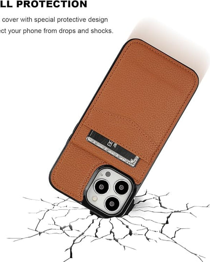 KIHUWEY Compatible with iPhone 13 Pro Max Case Wallet with Credit Card Holder, Premium Leather Magnetic Clasp Kickstand Heavy Duty Protective Cover for iPhone 13 Pro Max 6.7 Inch (Lichee Light Brown)