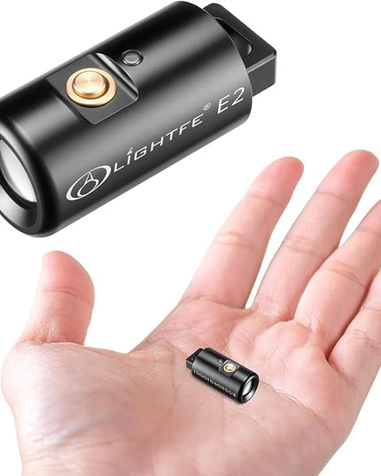 LIGHTFE E2 Mini Keychain Flashlight - Rechargeable USB Magnetic Charging, Compact & Bright LED Pocket Light for Emergencies, Camping, EDC, Everyday Carry