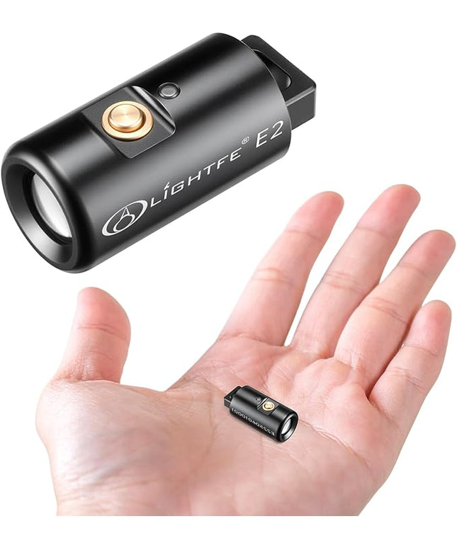 LIGHTFE E2 Mini Keychain Flashlight - Rechargeable USB Magnetic Charging, Compact & Bright LED Pocket Light for Emergencies, Camping, EDC, Everyday Carry
