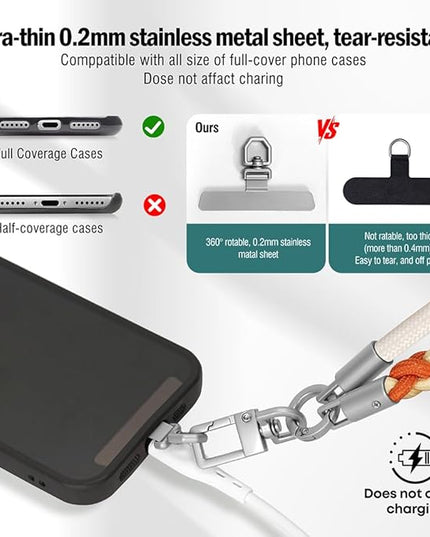 Besnfoto Phone Lanyard Crossbody Phone Strap 3-IN-1 Neck and Wrist strap for Cell Phone 360°Universal Metal Buckles and Tabs