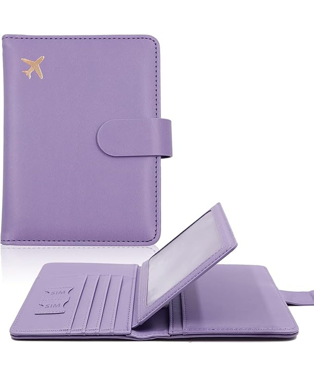 Melsbrinna Rfid Passport Holder for Travel women/Men, Cute Passport Wallet Rfid Blocking Card Slots, Rfid Passport Cover/CaseTravel Wallet, Passport Book Holder (1, Purple)