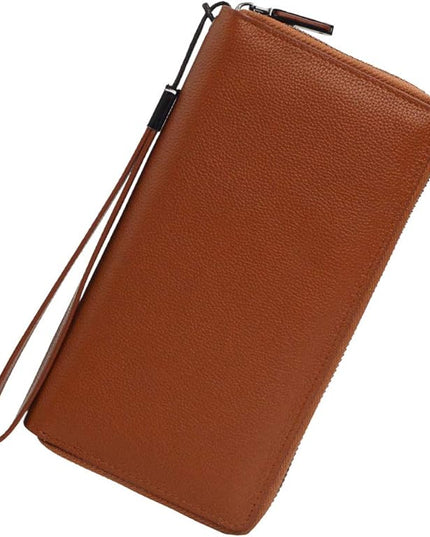 Bveyzi Women RFID Blocking Wallet Leather Zip Around Phone Clutch Large Capacity Ladies Travel Purse Wristlet | RFID Blocking, Zip Around, Large Capacity