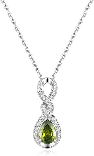 FANCIME Infinity Embrace Birthstone Necklaces for Women Fine Jewelry Sterling Silver Dainty Infinity Pendant Anniversary Birthday Christmas Gifts for Her Wife Mom Daughter