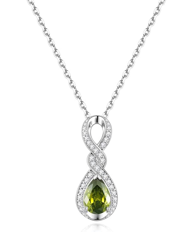 FANCIME Infinity Embrace Birthstone Necklaces for Women Fine Jewelry Sterling Silver Dainty Infinity Pendant Anniversary Birthday Christmas Gifts for Her Wife Mom Daughter