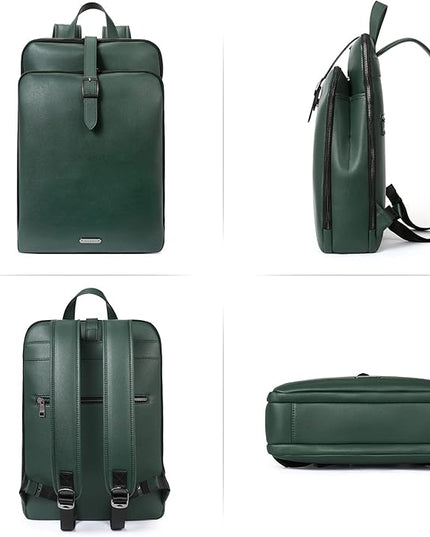 CLUCI Leather Backpack for Women, 15.6 inch Laptop Bag, Large Genuine Work Backpack Travel Back