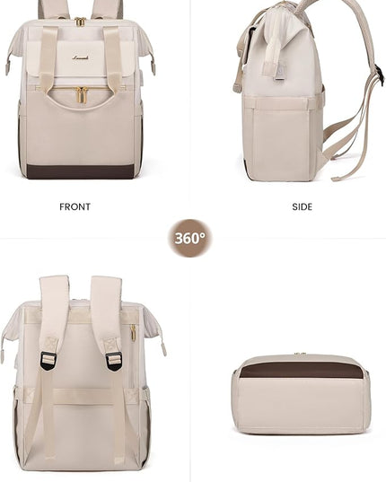 LOVEVOOK Laptop Backpack for Women, 15.6 Inch Work Laptop Bag with USB Port, Fashion Teacher Nurse Backpack Purse, Waterproof Travel Computer Backpack with Organizer Bag, 2PCS