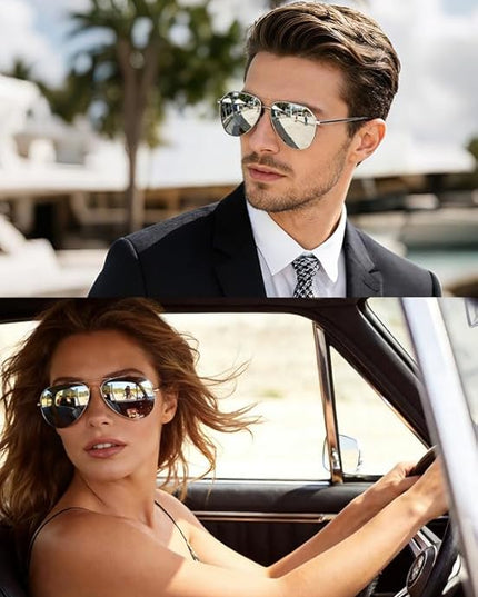 Joopin Polarized Metal Aviation Sunglasses Men, Classic Military Sun Glasses Women, Rectangle Shades UV400 Protection Costume