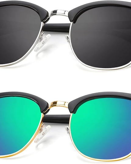 KALIYADI Polarized Sunglasses for Men and Women Semi-Rimless Frame Driving Sun glasses UV Blocking