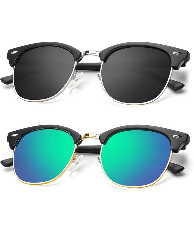 KALIYADI Polarized Sunglasses for Men and Women Semi-Rimless Frame Driving Sun glasses UV Blocking