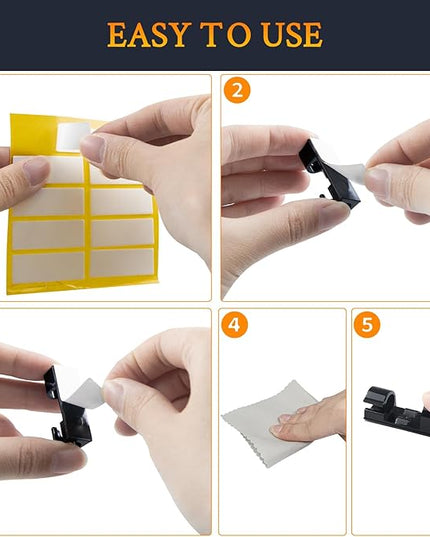 SOULWIT 50 Pcs Self Adhesive Cable Management Clips, Cable Organizers Sticky Wire Clips Cord Holder for TV PC Laptop Ethernet Cable Desktop Home Office (Black)