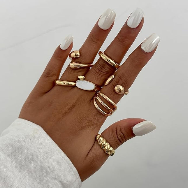 Rings for Women Adjustable Chunky Rings Set Vintage Wide Colorful Flower Stackable Ring for Women Thick Statement Ring Chunky Jewlery