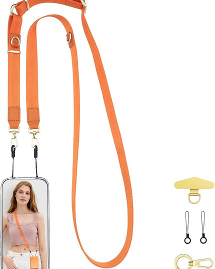 WEZEBEL Orange Crossbody Strap for Cell Phone, Adjustable Nylon Lanyard & Accessory Kit for iPhone for Everyday Carry