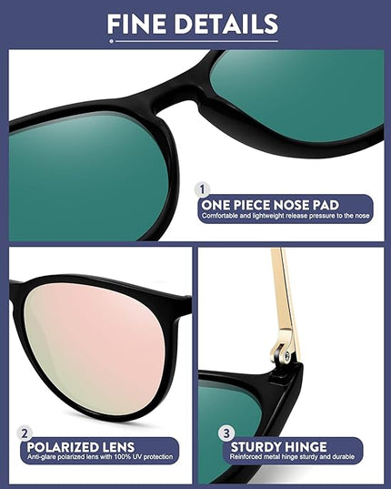 WOWSUN Retro Polarized Sunglasses Womens 2026 Trendy Round Classic Glasses