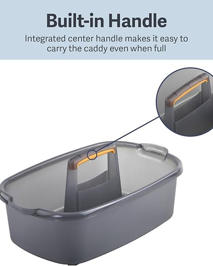 Casabella Plastic Bucket, Gray and Orange, 1.85 Gallon | Storage Caddy | With Handle | Pack of 6