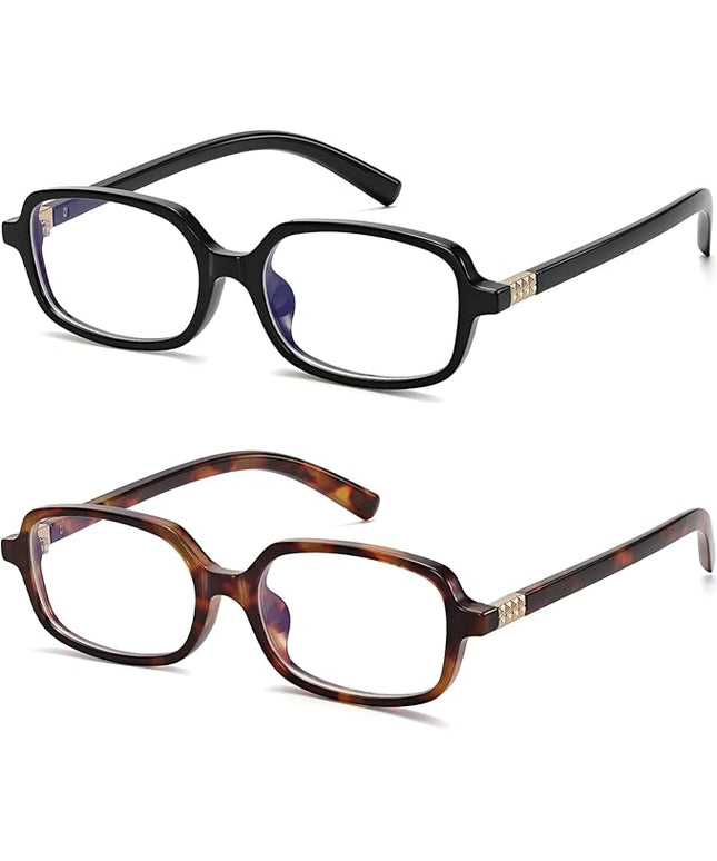 LIKSMU Blue Light Blocking Glasses for Woman Men Blue light Blocker Eyewear Trendy Rectangle Small Eyeglasses, 2pack