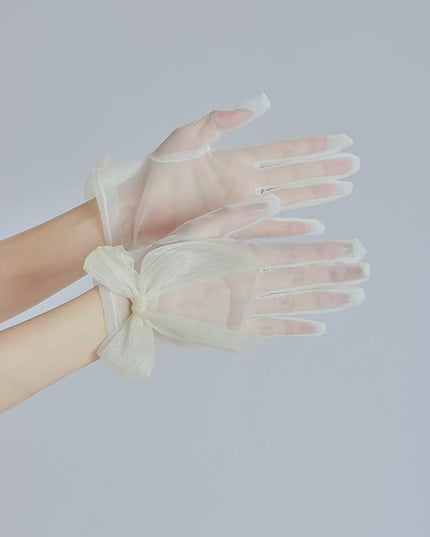 Sahabowi Satin Gloves Formal Bridal Banquet Party Wedding Opera Solid Colorful Mitten For Women