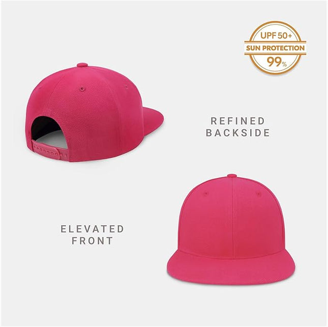 CHOK.LIDS Flat Bill Visor Classic Snapback Hat Blank Adjustable Brim High Top End Trendy Color Style Plain Tone Baseball Cap