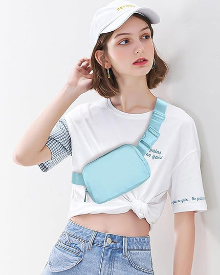 Belt Bag Fanny Pack Crossbody Bags for Women Fashion Waist Packs with Adjustable Strap Gifts for Women Men Teen Girls (Icing Blue)