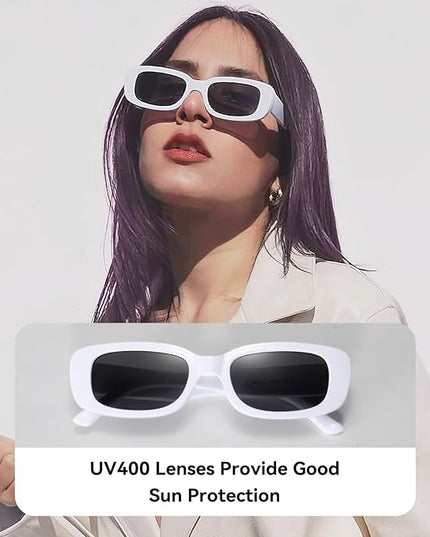 Dollger Rectangle Sunglasses for Women Men Trendy Retro Fashion Sunglasses UV 400 Protection Square Fram