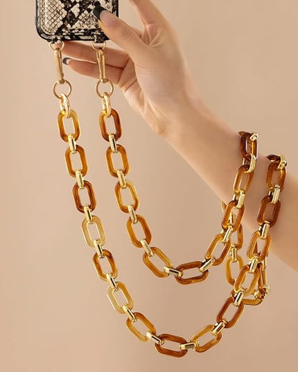 Phone Crossbody Chain Cell Phone Lanyard,Acrylic Shouder Strap Universal Cellphone Chain Strap with Tether Patches Compatible with Most Phones Bag Purse