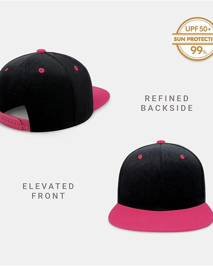 CHOK.LIDS Flat Bill Visor Classic Snapback Hat Blank Adjustable Brim High Top End Trendy Color Style Plain Tone Baseball Cap