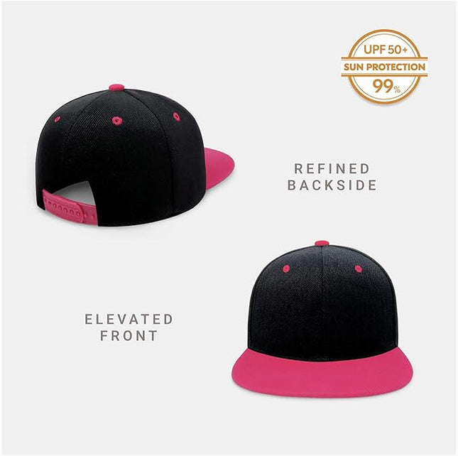 CHOK.LIDS Flat Bill Visor Classic Snapback Hat Blank Adjustable Brim High Top End Trendy Color Style Plain Tone Baseball Cap
