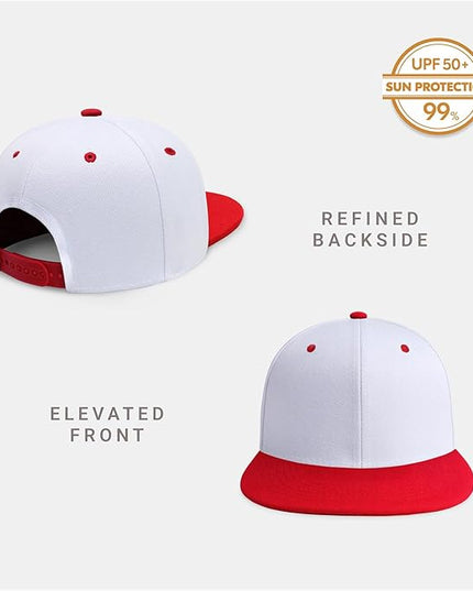 CHOK.LIDS Flat Bill Visor Classic Snapback Hat Blank Adjustable Brim High Top End Trendy Color Style Plain Tone Baseball Cap