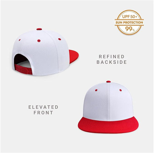 CHOK.LIDS Flat Bill Visor Classic Snapback Hat Blank Adjustable Brim High Top End Trendy Color Style Plain Tone Baseball Cap