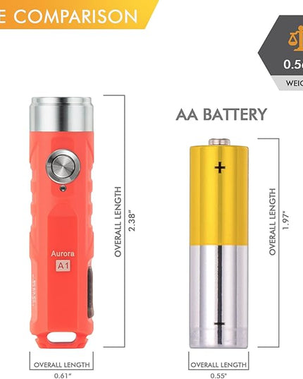 RovyVon A1 USB C Rechargeable Keychain Flashlight 650 Lumens Super Bright Outdoor Mini Keychain EDC Flashlights for Everyday Carry, Camping, Thanksgiving(Orange)