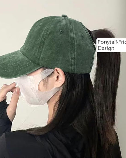 YeeHeen Ponytail Baseball Cap for Women High Messy Bun Caps Washed Cotton Hats