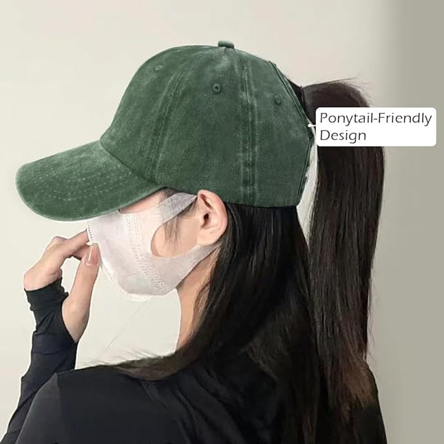 YeeHeen Ponytail Baseball Cap for Women High Messy Bun Caps Washed Cotton Hats