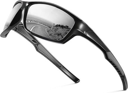 Fanshen Polarized Sunglasses for Men Women, Wrap Around Sunglasses for Mens Womens Cycling Running UV Protection