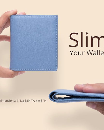Bveyzi Ultra Slim Small RFID Wallet for Women, Leather Tiny Thin Bifold Pocket Ladies Wallet