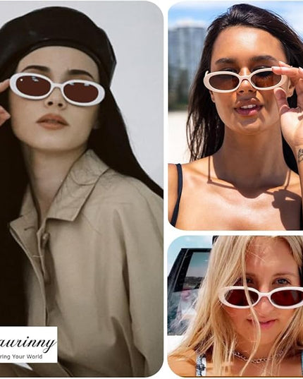 90s Sunglasses for Women Men Retro Small Oval Sunglasses