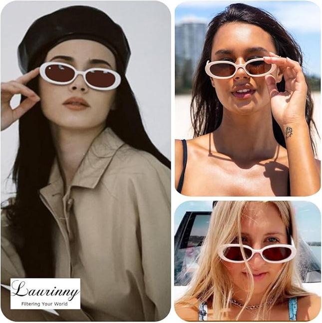 90s Sunglasses for Women Men Retro Small Oval Sunglasses