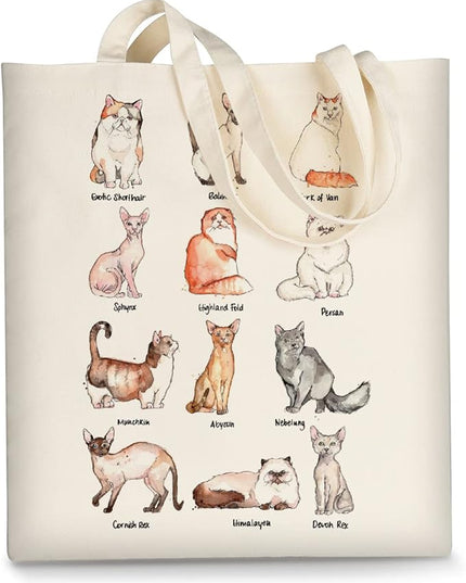 AUSVKAI Canvas Tote Bag Aesthetic for Women, Cute Reusable Cloth Cotton Bags for Shopping Beach Grocery