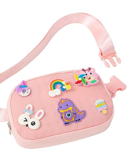 Cute Diy Pink Waist Fanny Pack for Girls, Crossbody Bag Purse Belt Bag,Dance Recital Birthday Gifts for 3 4 5 6 7 8 9 10 11 12 Year Old Kids.(916Pink)