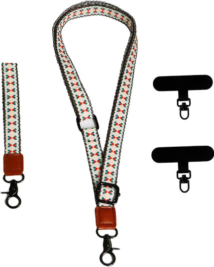 Adjustable Lanyard for Phone, Camera, Name Tags, ID card, Keychain and Wristlet Straps with 2 phone pads(Black)