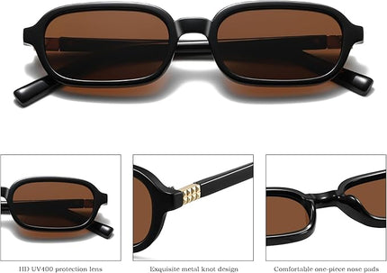 Retro Rectangle Sunglasses for Women Men Trendy Vintage Small Square Sun Glasses 90s Fashion Cute Sunnies CL010