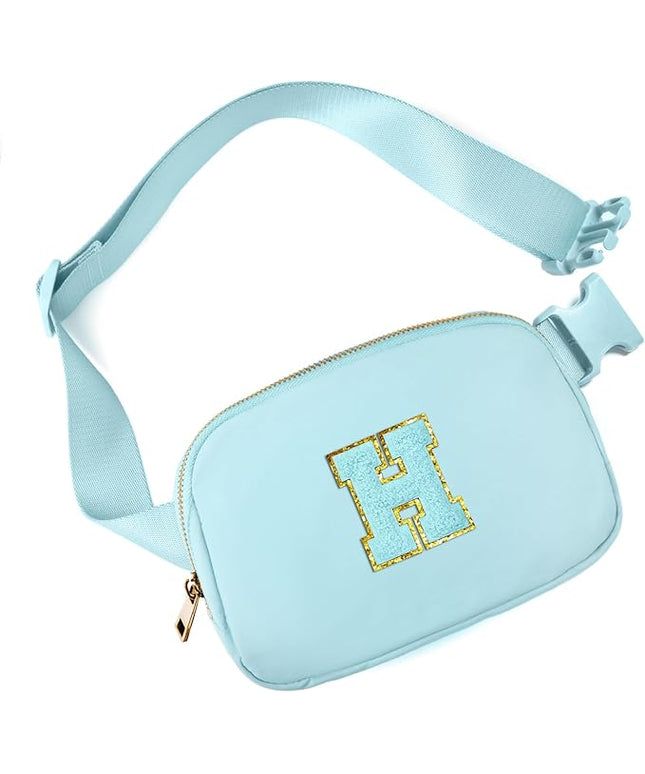 Gitus Gifts for 8 9 10 11 12 Year Old Girls Belt Bag Fanny Pack Crossbody Bags with Initial Letter Patch Cute Stuff Birthday Gifts for Teen Girls Women Personalized Trend Stuff (Icing Blue-H)